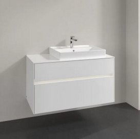 Тумба під раковину Villeroy & Boch Collaro 100х50 см із підсвічуванням ДСП матовий білий C018B0MS