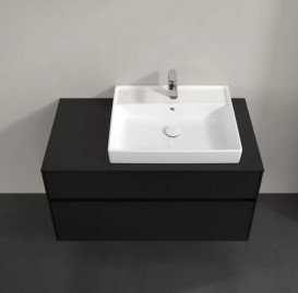 Тумба под раковину Villeroy & Boch Collaro 100х50 см с подсветкой МДФ черный матовый лак C018B0PD