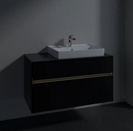 Тумба под раковину Villeroy & Boch Collaro 100х50 см с подсветкой МДФ черный матовый лак C018B0PD