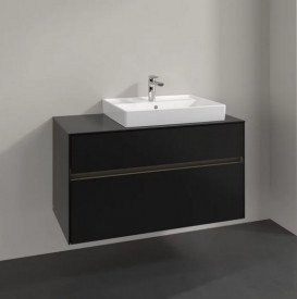 Тумба под раковину Villeroy & Boch Collaro 100х50 см с подсветкой МДФ черный матовый лак C018B0PD