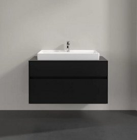 Тумба под раковину Villeroy & Boch Collaro 100х50 см с подсветкой МДФ черный матовый лак C020B0PD