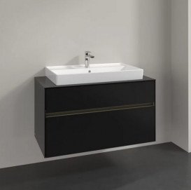 Тумба под раковину Villeroy & Boch Collaro 100х50 см с подсветкой МДФ черный матовый лак C020B0PD