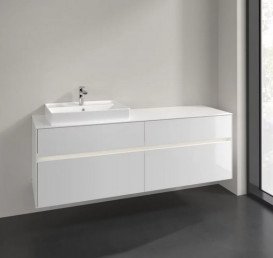 Тумба под раковину Villeroy & Boch Collaro 160х50 см с подсветкой ДСП матовый белый C022B0MS