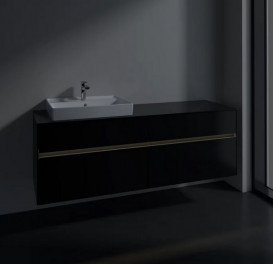 Тумба під раковину Villeroy & Boch Collaro 160х50 см із підсвічуванням МДФ чорний матовий лак C022B0PD