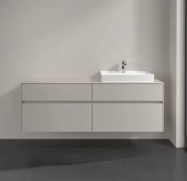 Тумба под раковину Villeroy & Boch Collaro 160х50 см с подсветкой ДСП мягкий серый C023B0VK