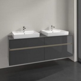 Тумба под раковину Villeroy & Boch Collaro 160х50 см с подсветкой МДФ глянцевый серый C024B0FP