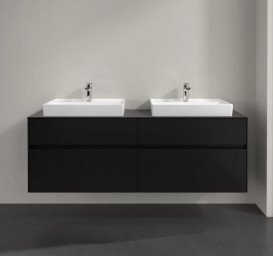 Тумба под раковину Villeroy & Boch Collaro 160х50 см с подсветкой МДФ черный матовый лак C024B0PD