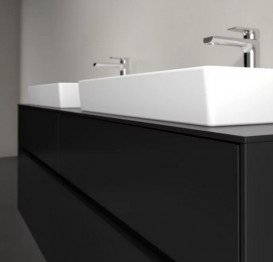 Тумба под раковину Villeroy & Boch Collaro 160х50 см с подсветкой МДФ черный матовый лак C024B0PD
