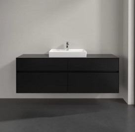 Тумба под раковину Villeroy & Boch Collaro 160х50 см с подсветкой МДФ черный матовый лак C025B0PD