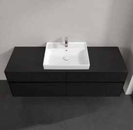 Тумба под раковину Villeroy & Boch Collaro 160х50 см с подсветкой МДФ черный матовый лак C025B0PD