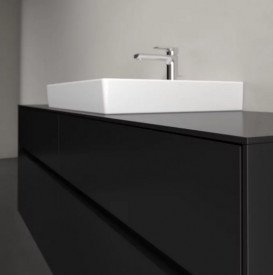 Тумба под раковину Villeroy & Boch Collaro 160х50 см с подсветкой МДФ черный матовый лак C025B0PD