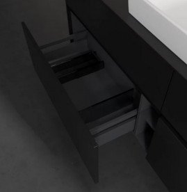 Тумба под раковину Villeroy & Boch Collaro 160х50 см с подсветкой МДФ черный матовый лак C025B0PD