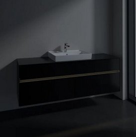 Тумба под раковину Villeroy & Boch Collaro 160х50 см с подсветкой МДФ черный матовый лак C025B0PD
