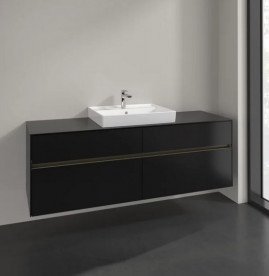 Тумба под раковину Villeroy & Boch Collaro 160х50 см с подсветкой МДФ черный матовый лак C025B0PD