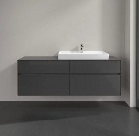 Тумба под раковину Villeroy & Boch Collaro 160х50 см с подсветкой МДФ глянцевый серый C027B0FP