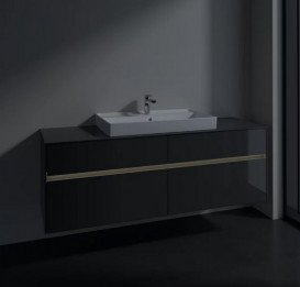 Тумба під раковину Villeroy & Boch Collaro 160х50 см із підсвічуванням МДФ глянсовий сірий C028B0FP