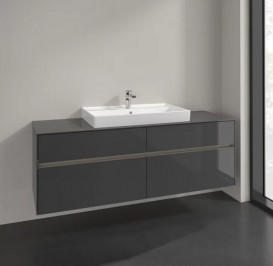 Тумба під раковину Villeroy & Boch Collaro 160х50 см із підсвічуванням МДФ глянсовий сірий C028B0FP