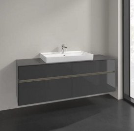 Тумба під раковину Villeroy & Boch Collaro 160х50 см із підсвічуванням МДФ глянсовий сірий C028B0FP