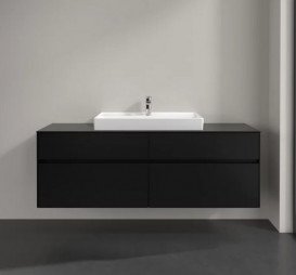 Тумба під раковину Villeroy & Boch Collaro 160х50 см із підсвічуванням МДФ чорний матовий лак C028B0PD