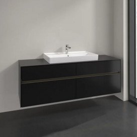 Тумба під раковину Villeroy & Boch Collaro 160х50 см із підсвічуванням МДФ чорний матовий лак C028B0PD