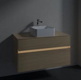 Тумба под раковину Villeroy & Boch Collaro 100х50 см с подсветкой ДСП северный дуб C038B0VJ