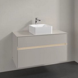 Тумба под раковину Villeroy & Boch Collaro 100х50 см с подсветкой ДСП мягкий серый C038B0VK