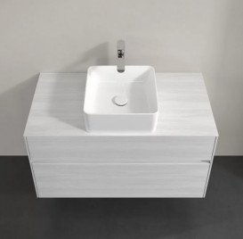 Тумба под раковину Villeroy & Boch Collaro 100х50 см с подсветкой ДСП белое дерево C038B0E8