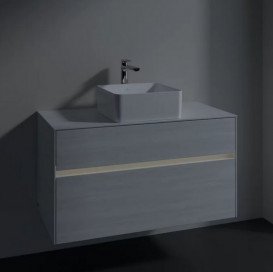 Тумба под раковину Villeroy & Boch Collaro 100х50 см с подсветкой ДСП белое дерево C038B0E8