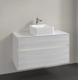 Тумба под раковину Villeroy & Boch Collaro 100х50 см с подсветкой ДСП белое дерево C038B0E8