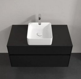 Тумба под раковину Villeroy & Boch Collaro 100х50 см с подсветкой МДФ черный матовый лак C038B0PD