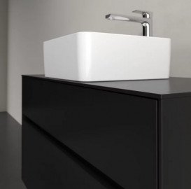 Тумба под раковину Villeroy & Boch Collaro 100х50 см с подсветкой МДФ черный матовый лак C038B0PD