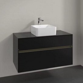 Тумба под раковину Villeroy & Boch Collaro 100х50 см с подсветкой МДФ черный матовый лак C038B0PD