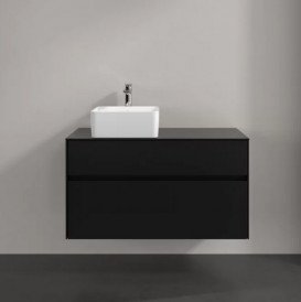Тумба под раковину Villeroy & Boch Collaro 100х50 см с подсветкой МДФ черный матовый лак C039B0PD