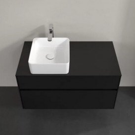 Тумба під раковину Villeroy & Boch Collaro 100х50 см із підсвічуванням МДФ чорний матовий лак C039B0PD