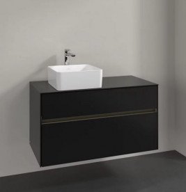 Тумба под раковину Villeroy & Boch Collaro 100х50 см с подсветкой МДФ черный матовый лак C039B0PD