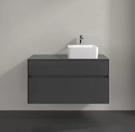 Тумба під раковину Villeroy & Boch Collaro 100х50 см із підсвічуванням МДФ глянсовий сірий C040B0FP