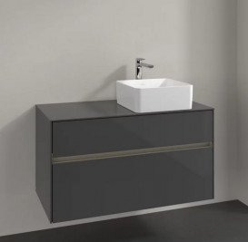 Тумба под раковину Villeroy & Boch Collaro 100х50 см с подсветкой МДФ глянцевый серый C040B0FP