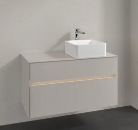 Тумба під раковину Villeroy&Boch Collaro 100х50 см з підсвічуванням ДСП м'який сірий C040B0VK