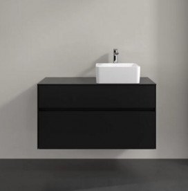 Тумба под раковину Villeroy & Boch Collaro 100х50 см с подсветкой МДФ черный матовый лак C040B0PD