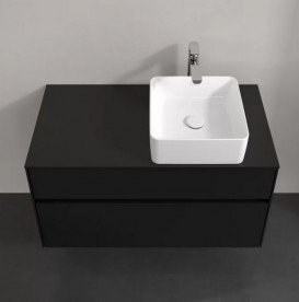 Тумба под раковину Villeroy & Boch Collaro 100х50 см с подсветкой МДФ черный матовый лак C040B0PD