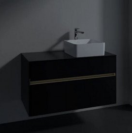Тумба под раковину Villeroy & Boch Collaro 100х50 см с подсветкой МДФ черный матовый лак C040B0PD