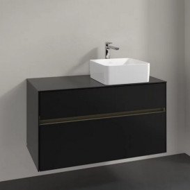 Тумба под раковину Villeroy & Boch Collaro 100х50 см с подсветкой МДФ черный матовый лак C040B0PD