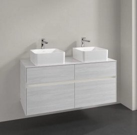 Тумба под раковину Villeroy & Boch Collaro 120х50 см с подсветкой ДСП белое дерево C044B0E8