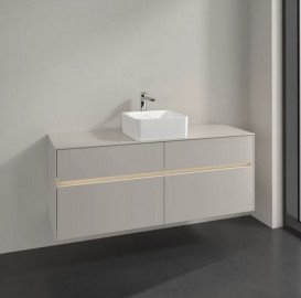 Тумба під раковину Villeroy & Boch Collaro 140х50 см із підсвічуванням ДСП м'який сірий C045B0VK