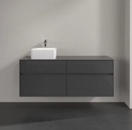 Тумба під раковину Villeroy & Boch Collaro 140х50 см із підсвічуванням МДФ глянсовий сірий C045B0E8