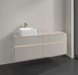 Тумба под раковину Villeroy & Boch Collaro 140х50 см с подсветкой ДСП мягкий серый C046B0VK