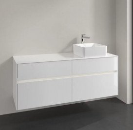 Тумба під раковину Villeroy & Boch Collaro 140х50 см із підсвічуванням МДФ глянсовий білий C047B0DH