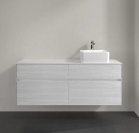 Тумба под раковину Villeroy & Boch Collaro 140х50 см с подсветкой ДСП белое дерево C047B0E8