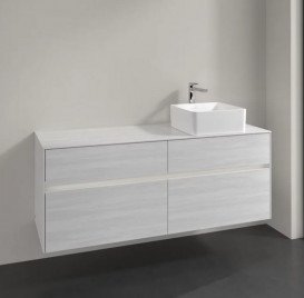 Тумба под раковину Villeroy & Boch Collaro 140х50 см с подсветкой ДСП белое дерево C047B0E8