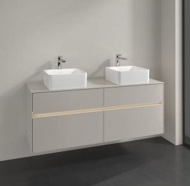 Тумба під раковину Villeroy & Boch Collaro 140х50 см із підсвічуванням ДСП м'який сірий C048B0VK